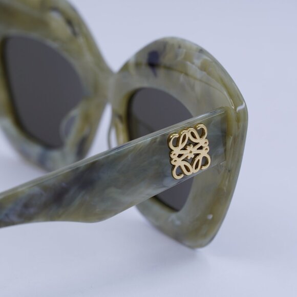 Loewe LW40127I 60E Sunglasses Green Marble Cat Eye Frame, Brown Lenses - Picture 6 of 10